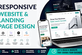 design responsive landing page, website on unbounce, carrd, tilda and sitejet