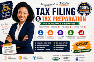 prepare your llc,s corp,c corp,and personal tax returns,us tax preparation,5042