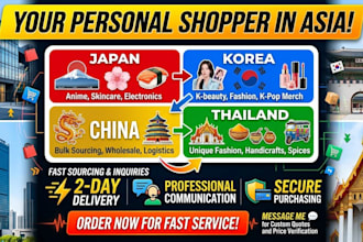 be your personal shopper product sourcing agent  in japan korea china thailand