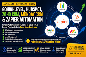 do gohighlevel, hubspot, zoho crm, monday crm and zapier automation