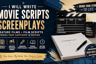 write professional movie scripts, screenplays, feature films and film scripts