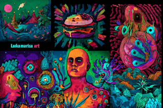 create exclusive psychedelic art for apparel and merch