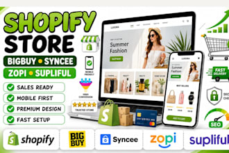 build shopify dropshipping store design via droppery bigbuy syncee zopi supliful