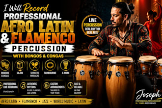 record professional afrolatin and flamenco percussion with bongos and congas