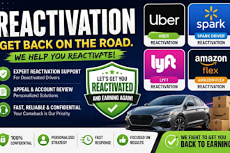 uber reactivation, spark driver reactivation, and amazon flex reactivation