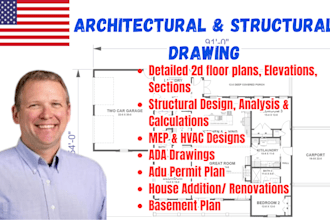 adu permit plan, basement, home addition drawing, bathroom, kitchen remodel plan