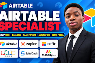 setup airtable CRM for contacts, companies, deals, sales pipeline and follow ups