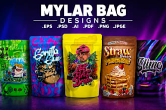 design cannabis packaging, mylar bag, cbd pouch and product label design