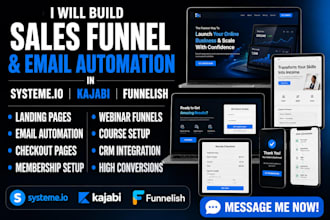 create sales funnel, landing page, fix email automation in kajabi funnelish ghl