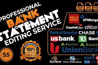 design bank statement of any us, uk bank
