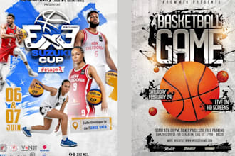 create custom basketball flyer, sports event poster and game day design
