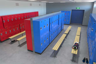design modern 3d locker room, gym locker room, changing room, gym changing room