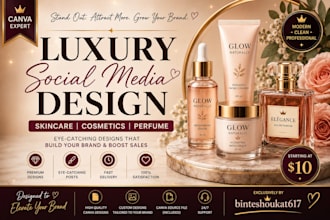design luxury skincare, cosmetics and perfume social media posts