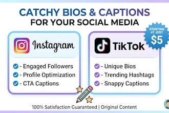 write engaging bios and captions for instagram and tiktok