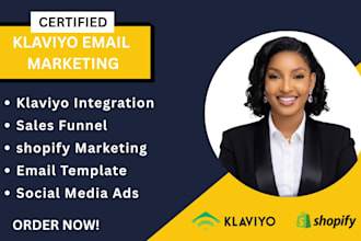 be your certified klaviyo expert for email marketing and shopify sales funnel