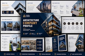 premium architecture company profile design construction PPT trifold brochure