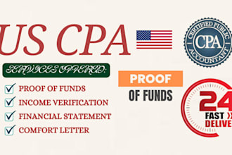 prepare a proof of funds letter for real estate, immigration and business