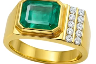 design a stunning custom gold ring with a huge emerald stone for 3d painting stl