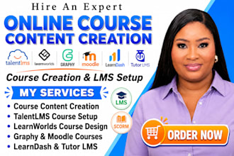 create course content on talentlms learnworlds graphy moodle learndash tutor lms