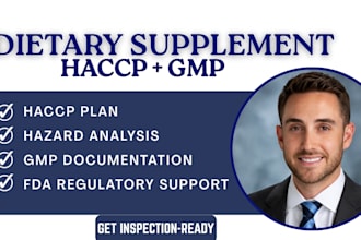 develop haccp and gmp documentation for dietary supplements