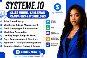 setup systeme io CRM sales funnel email campaign and workflow