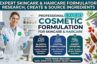 research, formulate, and source ingredients for your skincare, haircare product