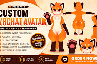 make 3d furry avatar vrc avatar commission nsfw vrc character chibi avatar