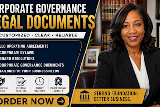 draft llc operating agreements, corporate bylaws and board resolutions