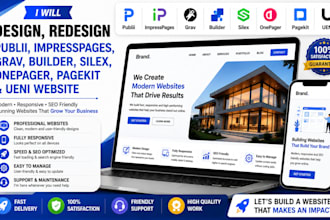 design, redesign publii, impresspages, grav, builder, and ueni website