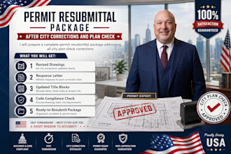 prepare permit resubmittal package after city plan check comments