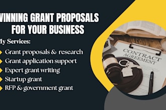 write startup grant proposals, grant applications, and grant research