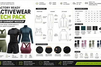create factory ready activewear tech packs for gym wear, leggings and sportswear