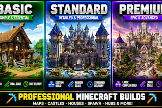 build minecraft map, minecraft castle, house, spawn, hub