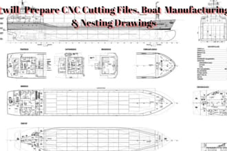 prepare cnc cutting files, boat manufacturing and nesting drawings