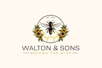 design family owned honeybee company logo