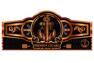 do modern cigar label, cigar band, cigar box and cigar logo design