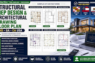 structural mep design and architectural drawing floor plan in MD ga ca