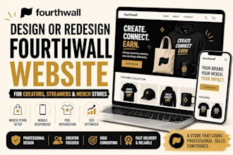 design or redesign fourthwall website and merch store and pod set up