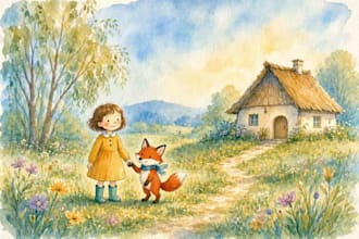 watercolor children book illustrations and children book