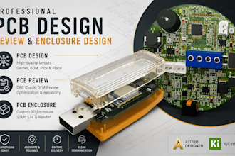 design pcb, review pcb layouts, and create pcb enclosure with 3d cad designs