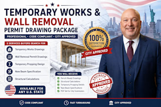 create temporary works and wall removal permit drawing package