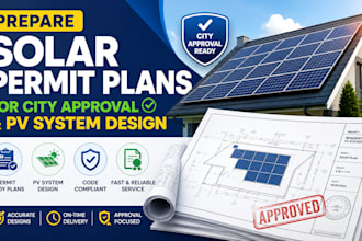prepare solar permit plans for city approval and pv system design