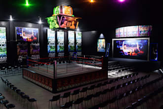 design a modern boxing gym, MMA gym or fitness center in 3d