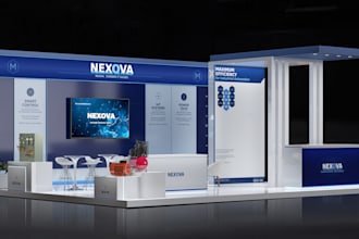 design 3d exhibition stand, stall, trade show booth, kiosk and backdrop