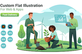 design modern flat vector illustrations for web, app