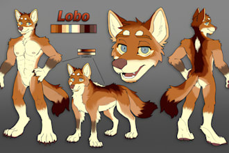 draw detailed furry art, reference sheet fursona character design nsfw furry oc