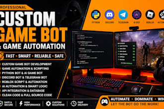 develop a game bot, automation, python bot, telegram bot, roblox, PC game