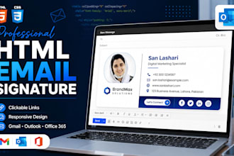 design clickable HTML email signature for gmail, outlook and apple mail