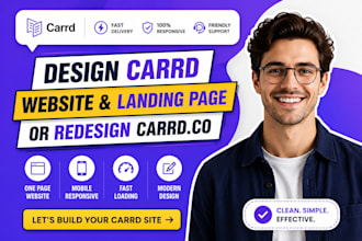 design carrd website, carrd landing page, or redesign carrd co one page website
