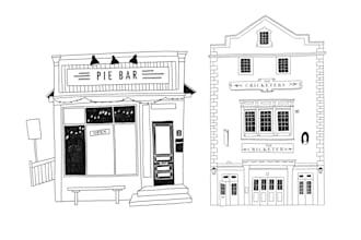 draw an architectural sketch in line art